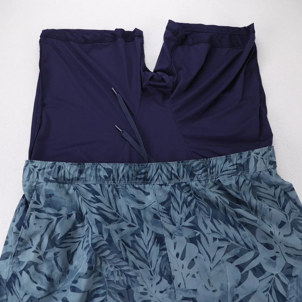 Speedo Men's Tropical Leaf‎ Print Lined Swim Trunks Shorts Blue Size XL